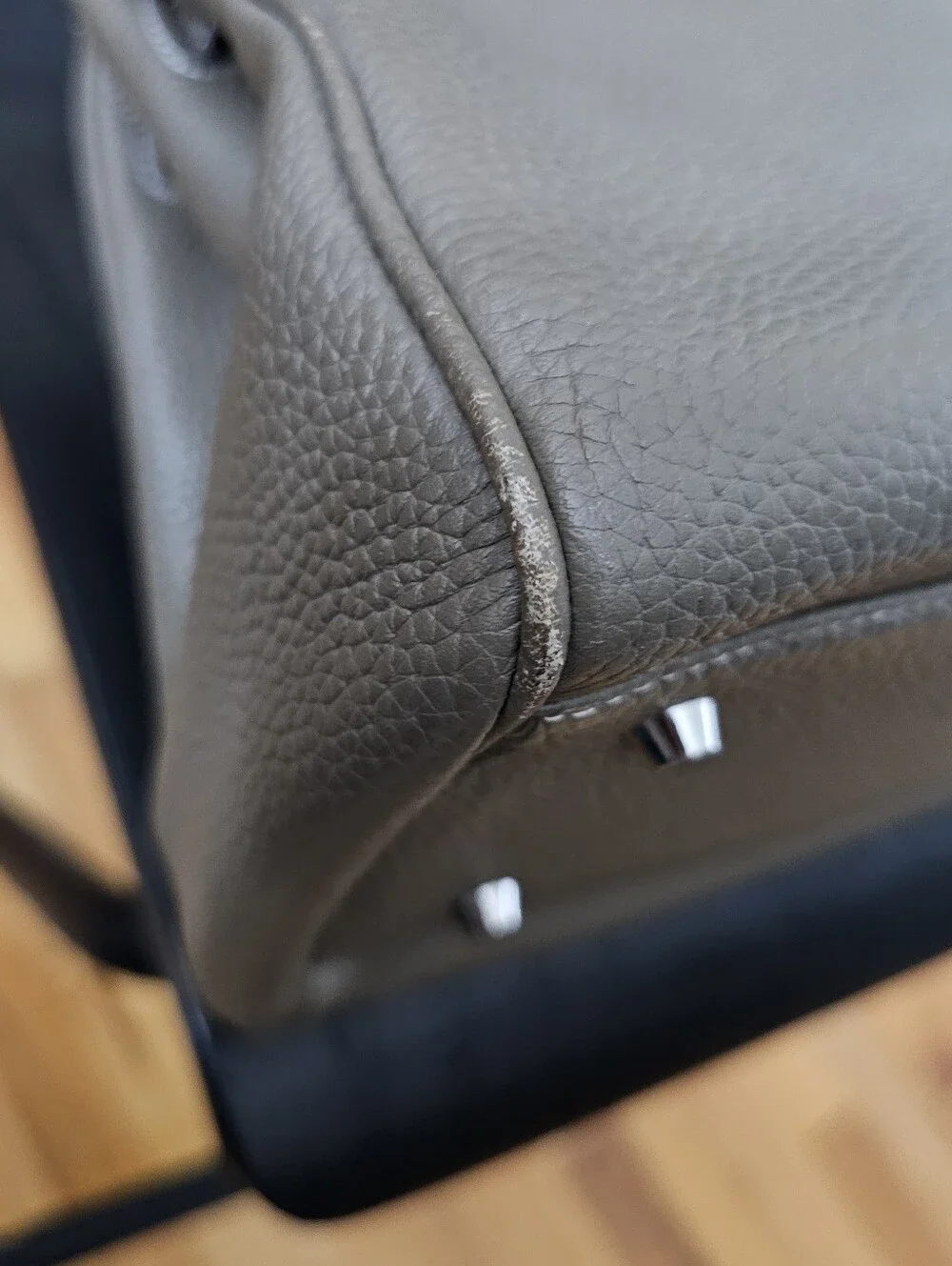 Gray Leather Top-Handle Women's Bag